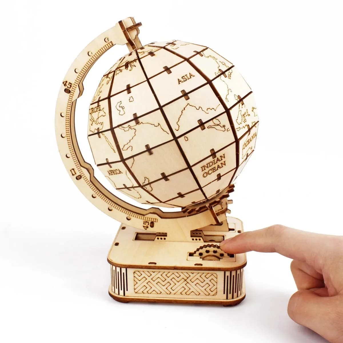 Globo 3D Puzzle in legno Giocattolo Meccanico Assemblare Building Block Modello terrestre Set per adolescenti Geografia fai da te Mappa del mondo Giocattolo Regalo da costruire