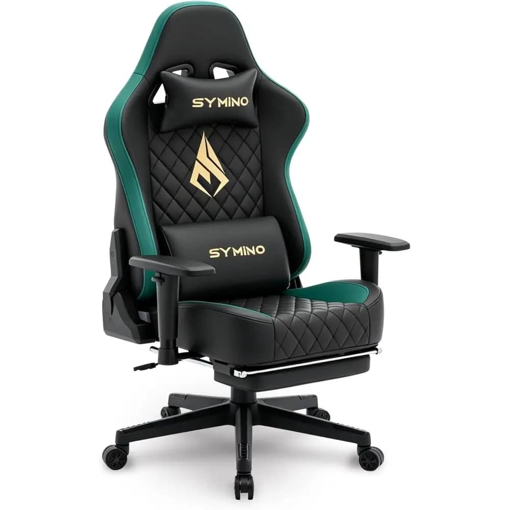Ergonomic High-Back Gaming Chair with 150° Recline, 2D PU Leather Armrests, Black