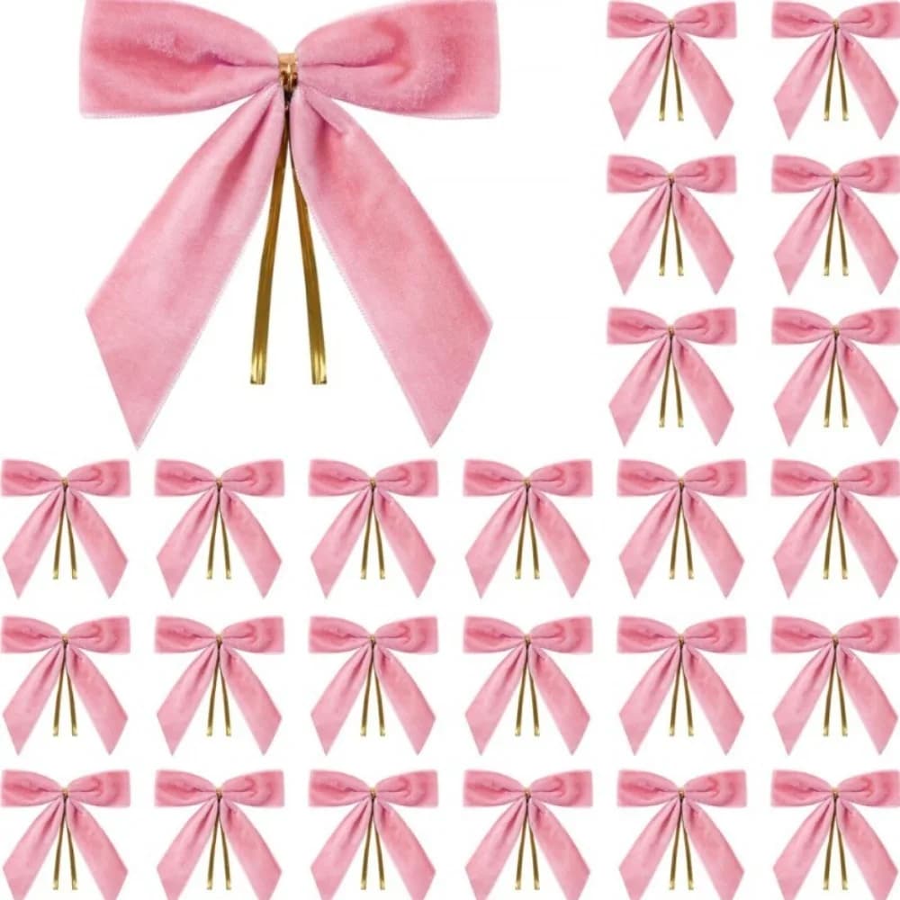 24 pezzi multifunzionali piccoli fiocchi natalizi in velluto rosso con fascetta per cavi ghirlanda rustica ornamento strutturato fiocchi per albero di Natale ghirlanda