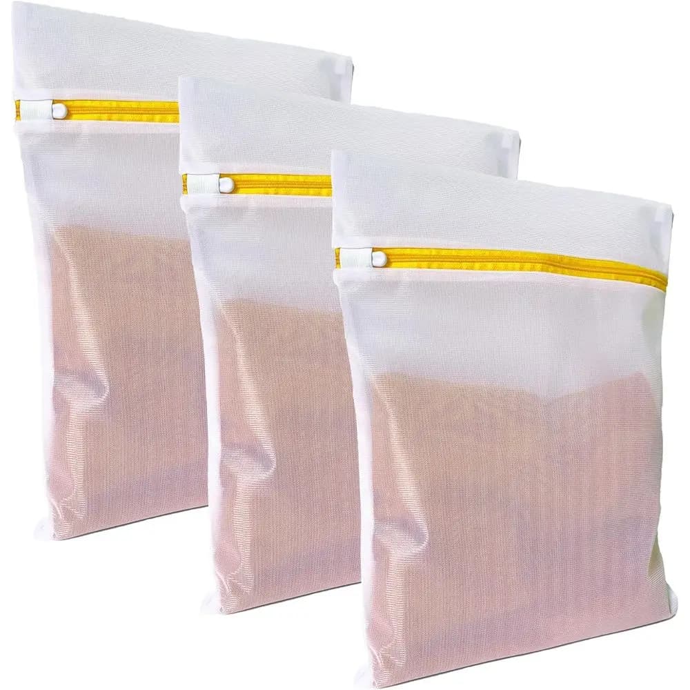 Mesh Laundry Bags 16inx20in | Dryer Safe, Breathable Linen Net, Sturdy Anti-Rust Zipper, Ideal for Bras, Underwear, T-Shirts, Sh