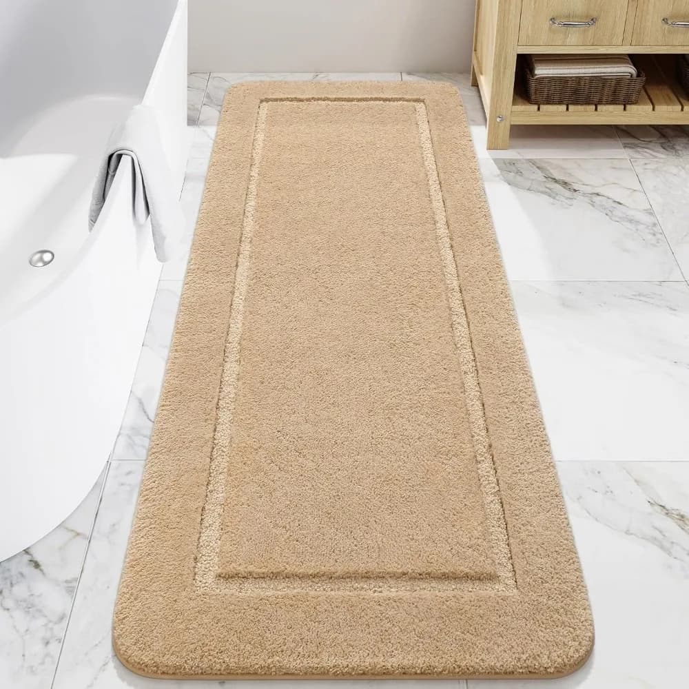 Tappeti da bagno, tappeto da bagno lungo 24" x 60", tappeto da bagno lavabile antiscivolo, morbido e spesso, assorbente, per doccia, peloso