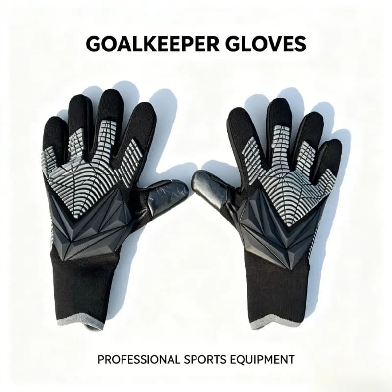 ROXXANA Black Anti-slip Latex Goalkeeper Gloves, Shock Absorption Soccer Gloves for Teenagers Adults Football Training Equipment