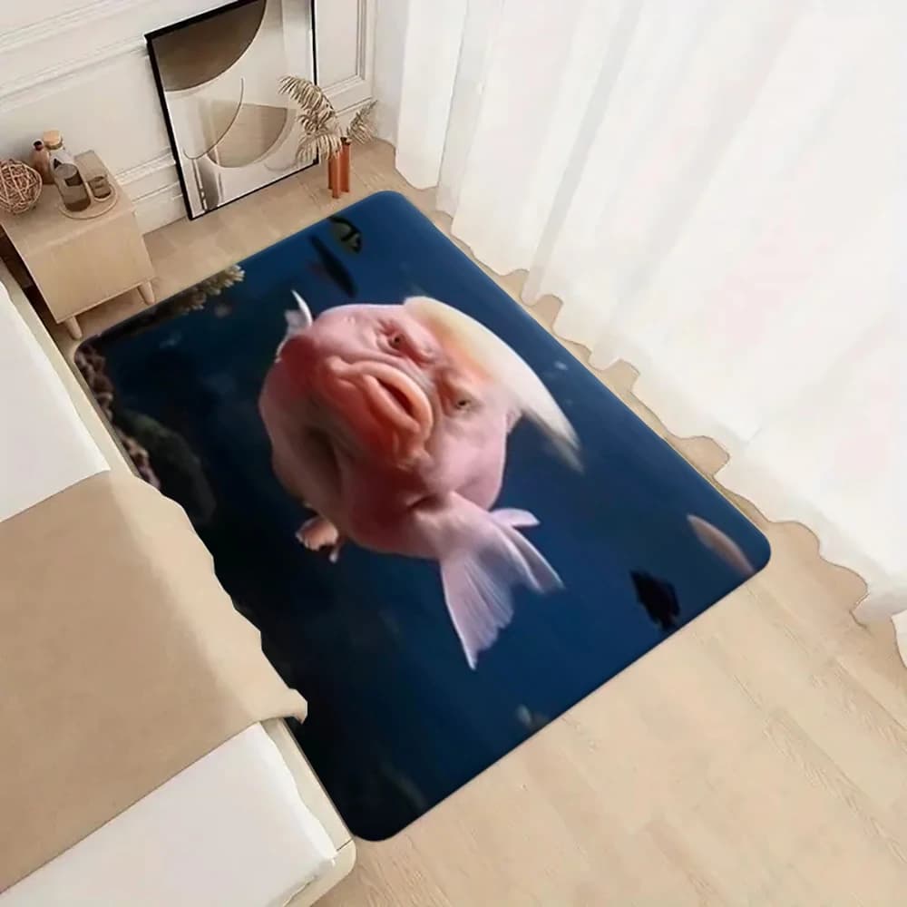 Divertente pesce rosso Meme zerbino lavabile antiscivolo soggiorno divano sedie area tappetino cucina comodino area tappeti
