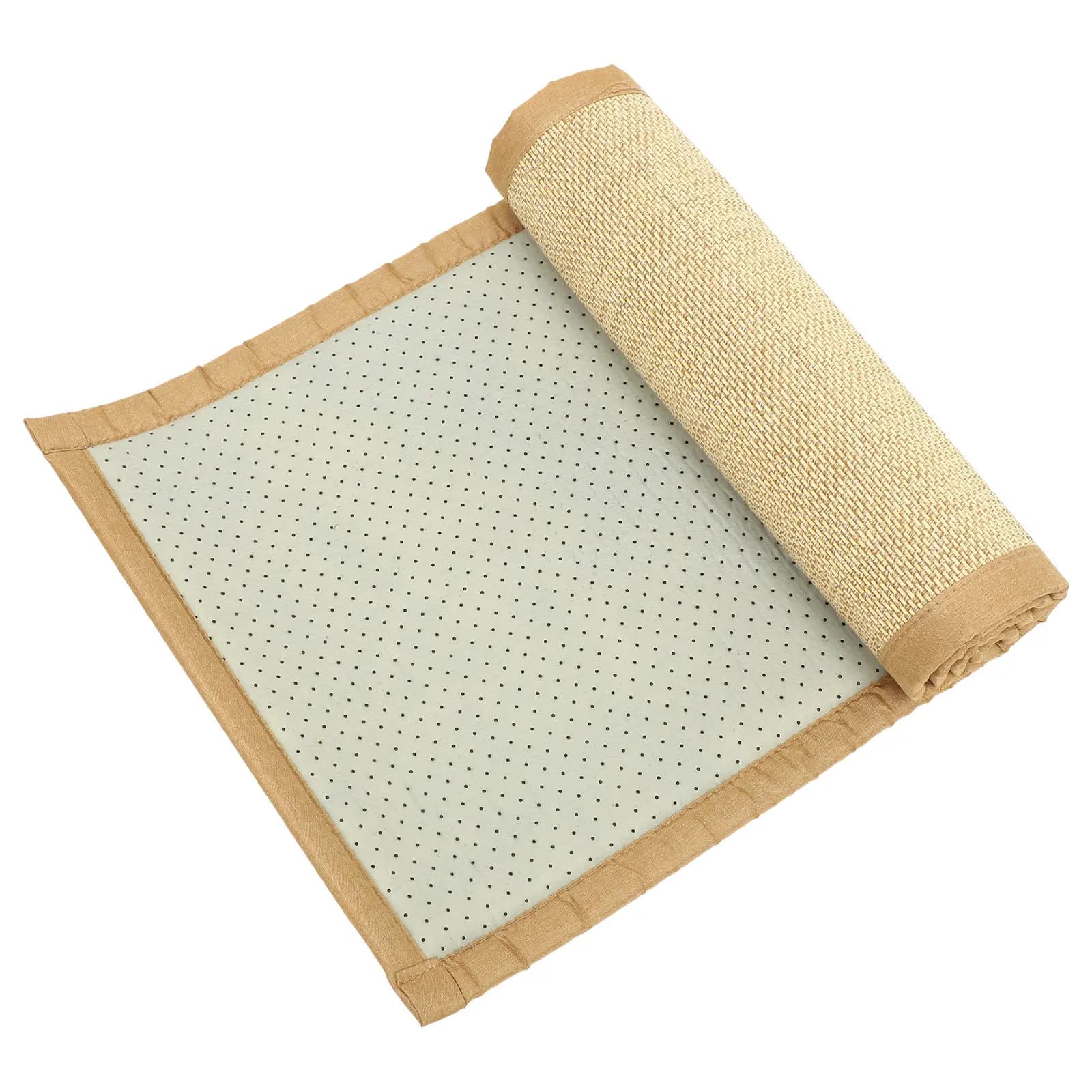 Sturdy Woven Bamboo Floor Mat with Cotton Linen Blend Soft Smooth Texture for Sitting Meditation Yoga Rest Room Home Office Use