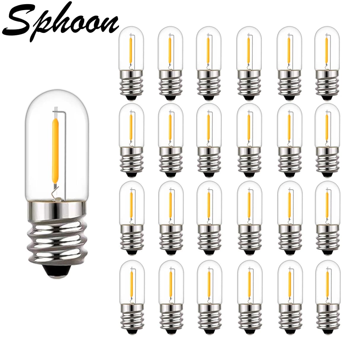 25 pz LED T16 0.6 W String Lampadine di ricambio E12 E14 Bianco caldo 2700 K Lampadine in vetro 110 V 220 V Dimmerabile Stringa esterna L