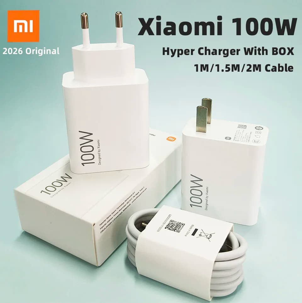 Caricabatterie Originale XIAOMI 100W per Mi 17 Ultra 15t Poco F8 M8 Pro F7 Redmi, Adattatore da Muro Hypercharge con Cavo Type C Xiaomi