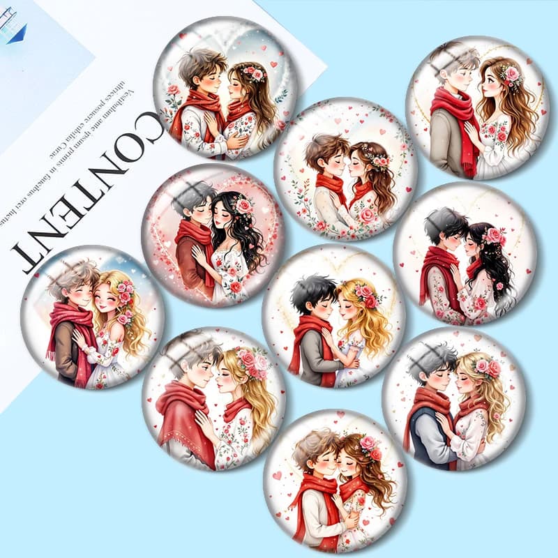 Boy meets Girl Valentines 12/18/20/25mm glass cabochon bracelet pendant rings for jewelry demo earrings back Making findings