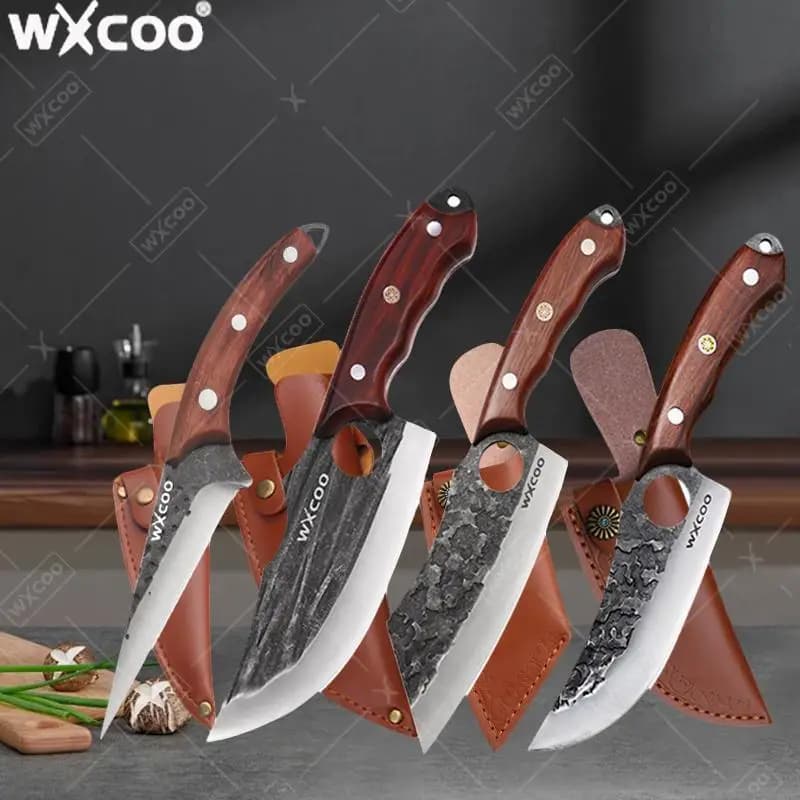 WXCOO Coltelli per disossare professionali Coltello da macellaio Forgiato a mano Mannaia per carne per barbecue Cucina in acciaio inossidabile Affettare frutta Strumenti di cottura