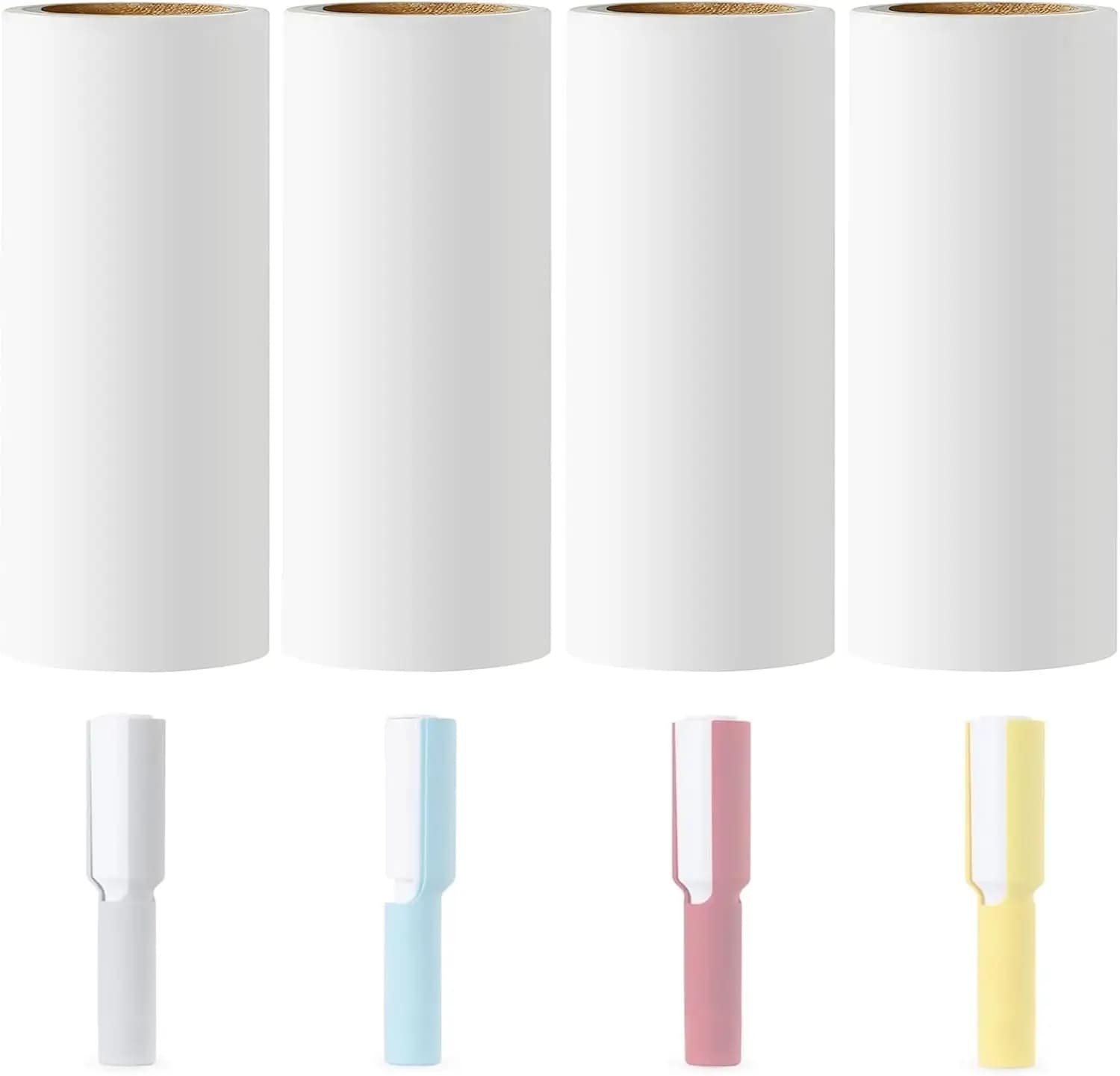 Ricariche per rullo leva-pelucchi extra adesivo da 4 pollici, 4 rotoli x 90 fogli, 360 fogli totali, formato da viaggio, per vestiti e peli di animali domestici