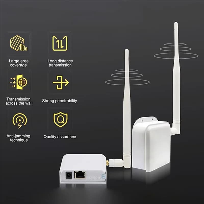 -A61K Ponte wireless Punto a punto Accesso wireless a lungo raggio con antenna ad alto guadagno, Ripetitore ponte WiFi 2.4G Spina americana