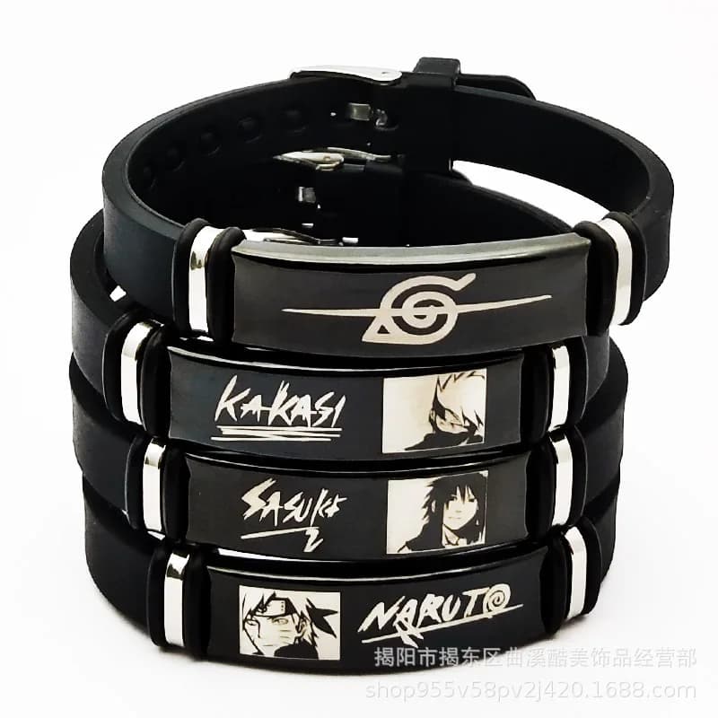 Nuovo braccialetto in silicone Naruto Cartoon metallo gel di silice Uchiha Itachi Kakashi Hot Anime Figure Accessori Giocattoli per bambini Regali