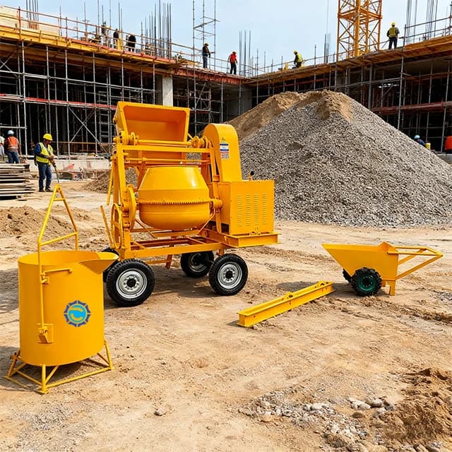 Mobile Diesel Engine Self Loading Concrete Mixer With Water Tank 500L Cement Mixing Machine for Sale