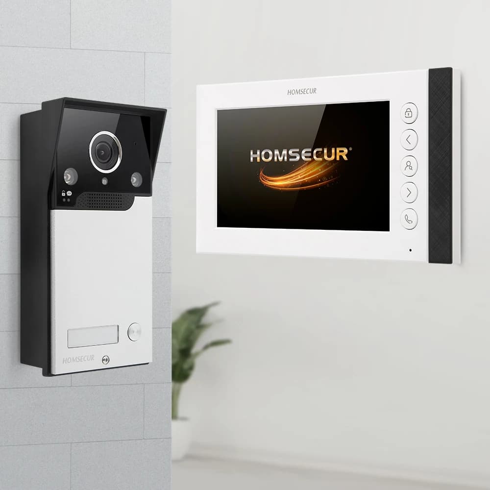 HOMSECUR 7" 4 Wire Video Door Phone Call Intercom One Button Unlock for 1 Family
