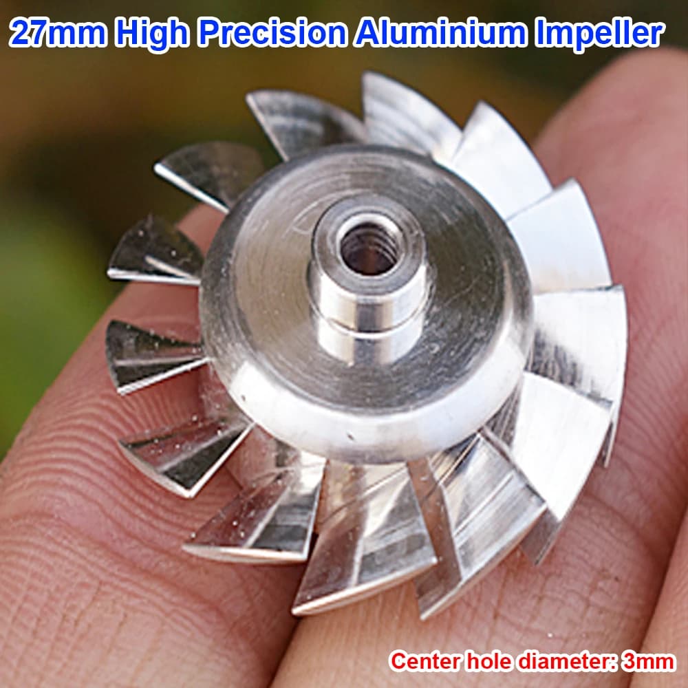 Parti durevoli dell'asciugacapelli Girante della pala della ventola in alluminio da 27 mm Accessorio di riparazione girante in alluminio ad alta precisione lavorato a CNC 1PC