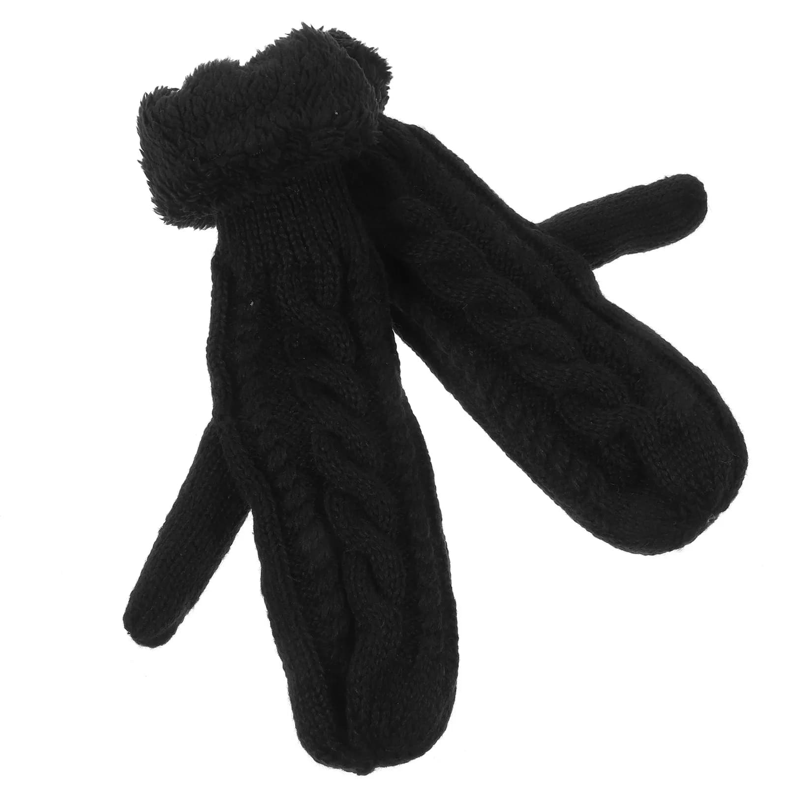 1Pair Premium Knitted Winter Gloves Thick Warm Lining Elastic Wrist Cuff for Cold Weather Outdoor Activities Travel Comfortable