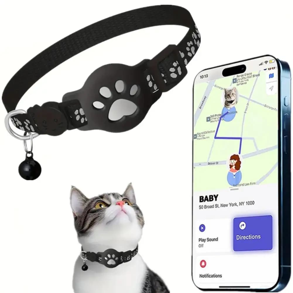 Collare per localizzatori GPS intelligenti per gatti Collare anti-smarrimento per gattini Tracker impermeabile per cani Fibbia di sicurezza regolabile Accessori per collare GPS riflettente