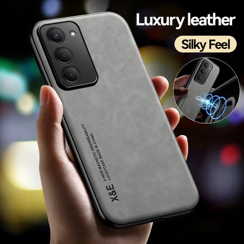 Custodia antiurto antiscivolo per Redmi 15 Global 169mm con supporto magnetico per auto, in pelle di pecora e silicone, per Redmi 15 EU 171MM