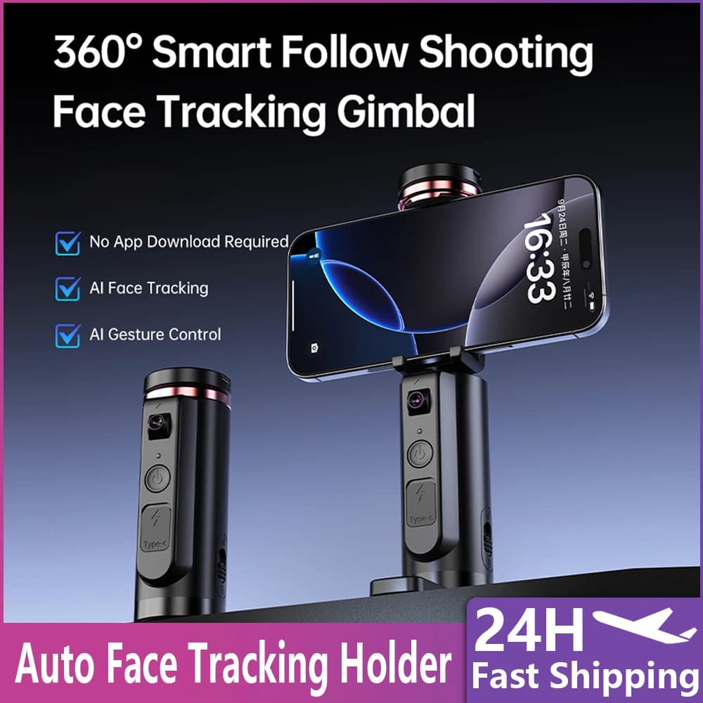 DIEPIN A6000 Smart AI Auto Face Tracking Gimbal, 2026 New Portable 360° Rotatable Universal Phone Holder for Travel