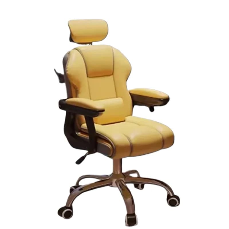 Sedia da Ufficio Gaming con Poggiapiedi Giallo, Design Nordico, Supporto Lombare Relax, Arredamento Carino