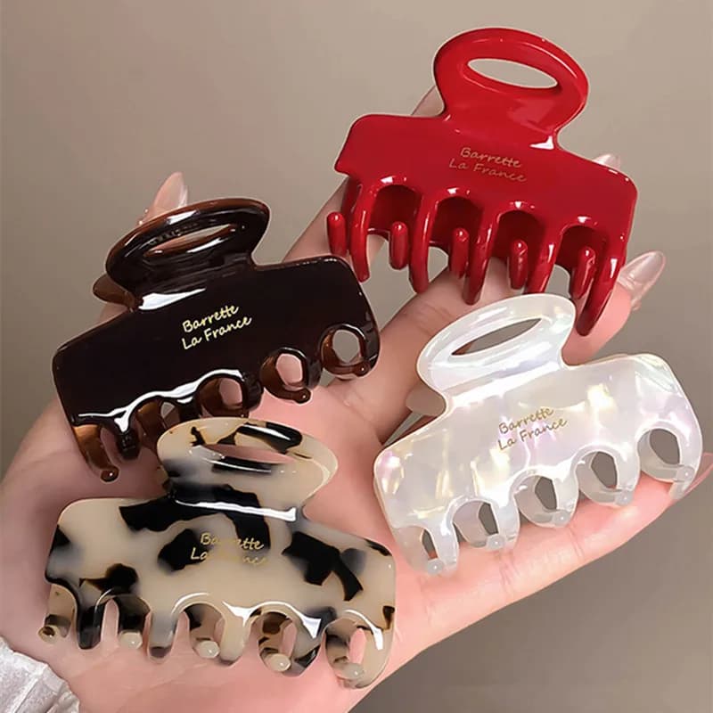 Red acetate hair crabs Long hair clips 5.5 cm for girls and women Fashionable Korean curled hair accessories
