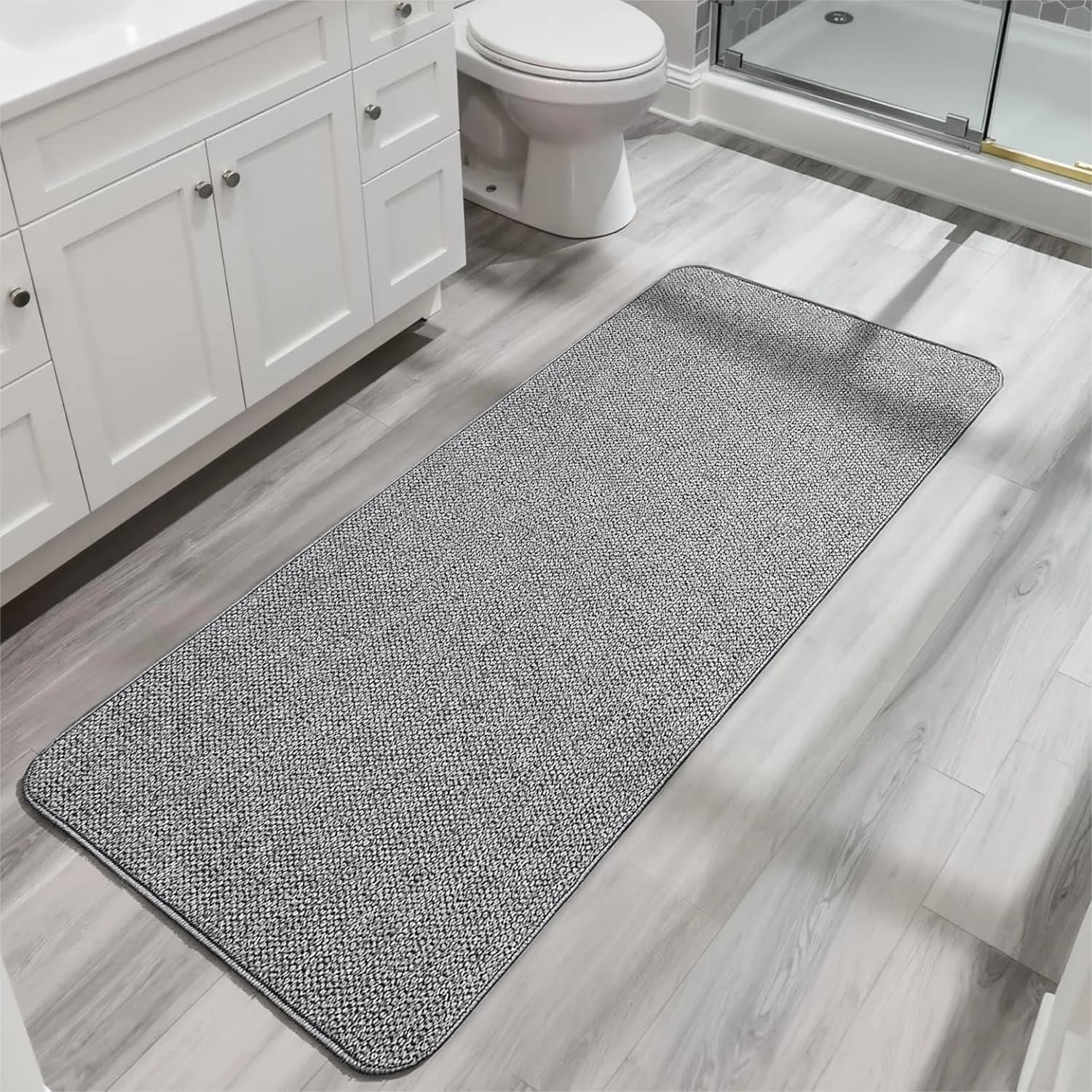 Tappetino da Bagno Ultra Sottile Antiscivolo ad Asciugatura Rapida Lavabile in Lavatrice 3x4ft Grigio