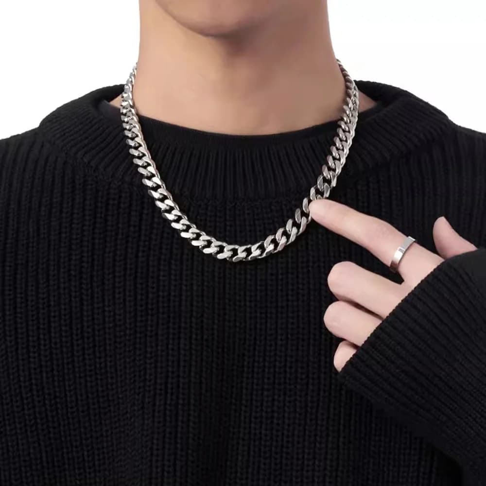 Stainless Steel Cuban Chain Necklace for Men and Women, 5MM Curb Chain Color Gold and Silver, Unisex Hip Hop Jewel from Gift