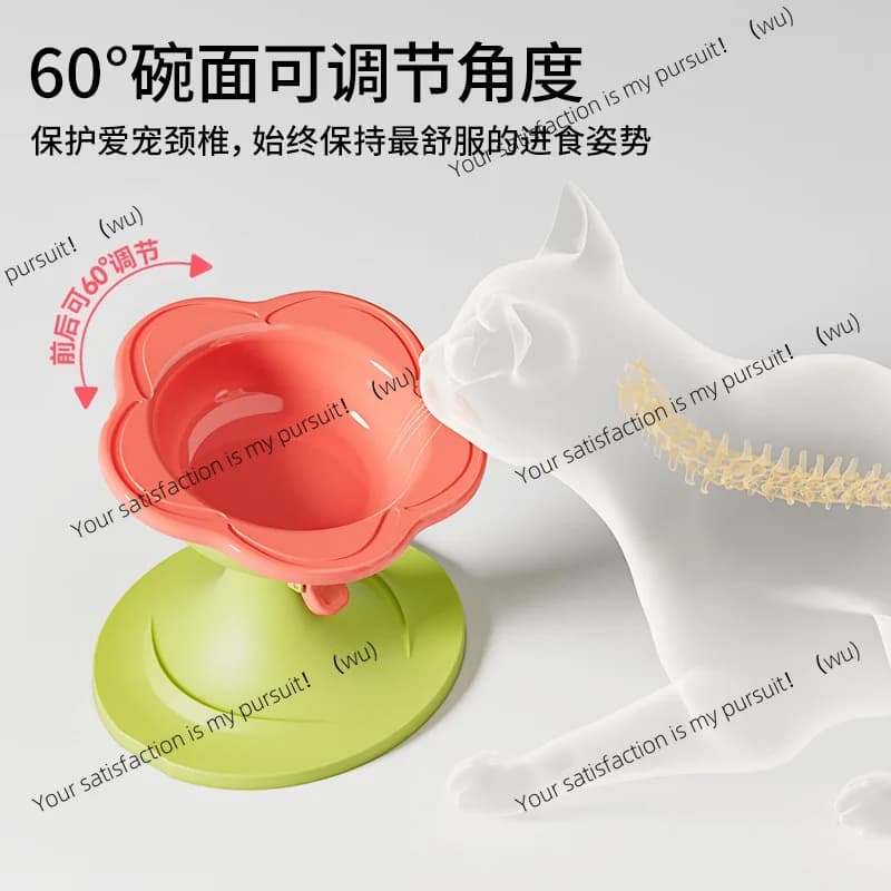 Lifting cat bowl Ceramic cat food basin is not easy to overturn pet drinking bowl Large diameter heightening neck protection