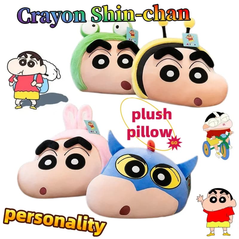 Cuscino a Forma di Testa di Crayon Shin-chan, Simpatico e Alla Moda, Peluche Personalizzato Creativo, Regalo di Compleanno per Amici