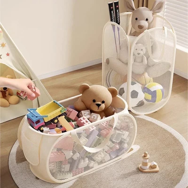 2/3 Grids Toys Storage Basket Large Capacity Laundry Basket Multifunctional Children's Dolls Breathable Storage Basket Mesh Bag