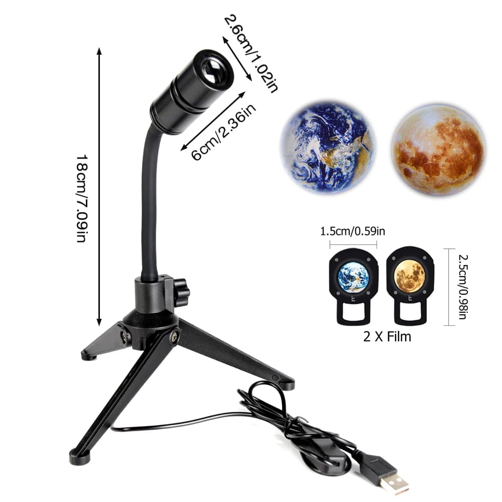 Proiettore di Cielo Stellato Rotante a 360°, Luce Notturna 2-in-1 con Proiezione di Terra e Luna, Mini Formato per Decorazione Casa e Camera da Letto