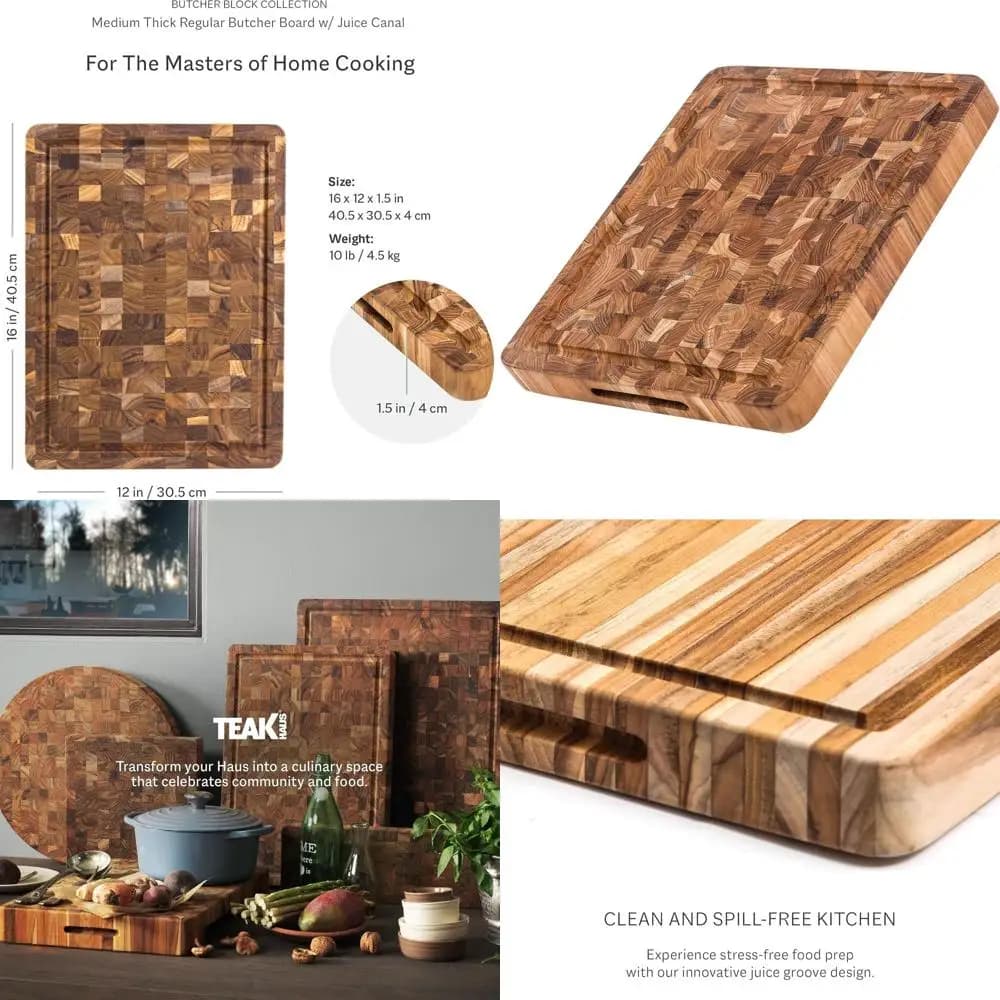 Tagliere in Legno a Grana Fine di Spessore Medio con Scanalatura Raccogli-Succo - Ideale per Uomini e Donne - Legno Ecologico