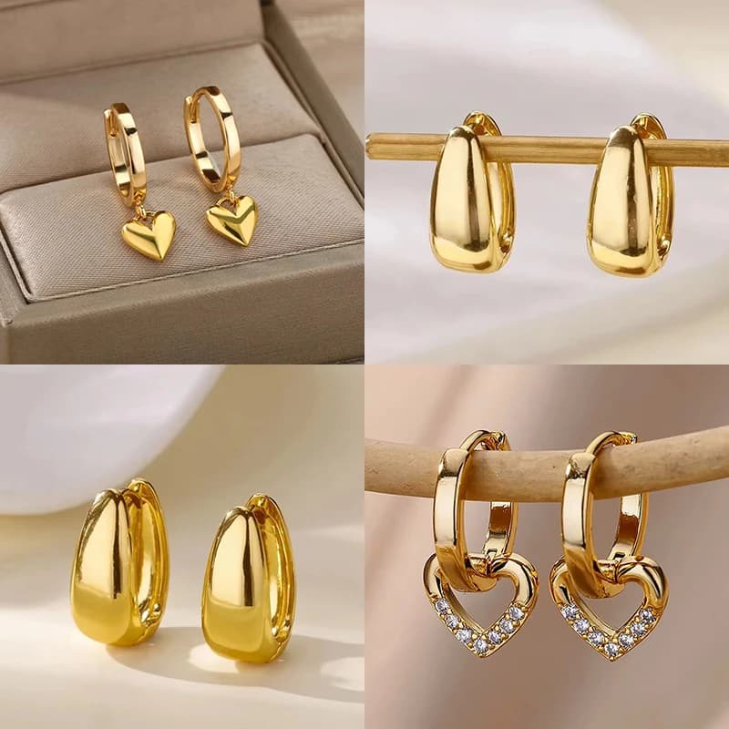 Classic U-Shaped Stainless Steel Earrings For Women Gold Color Exquisite Versatile Pierced Earrings Party Jewelry Gifts