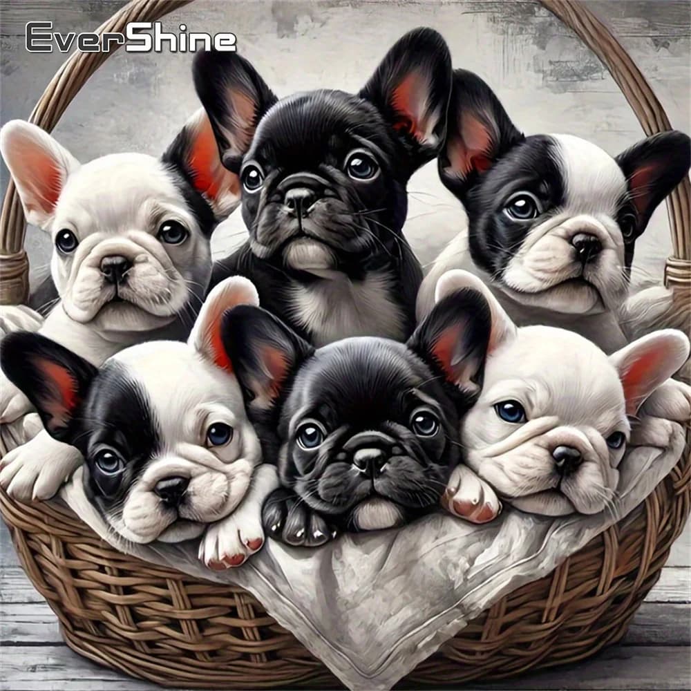 Kit per Ricamo Diamante EverShine, Immagine di Cane in Strass, Mosaico Animale, Punto Croce, Decorazione Murale