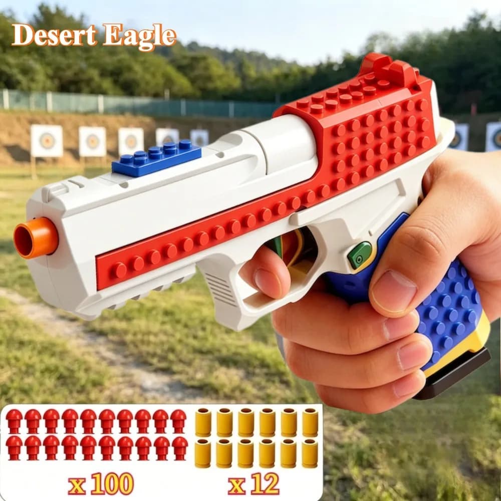 Multiple Styles DIY Assemble Building Block Puzzle Play Toy Shell Ejection Soft Bullet Construction Set Creative Educational Toy