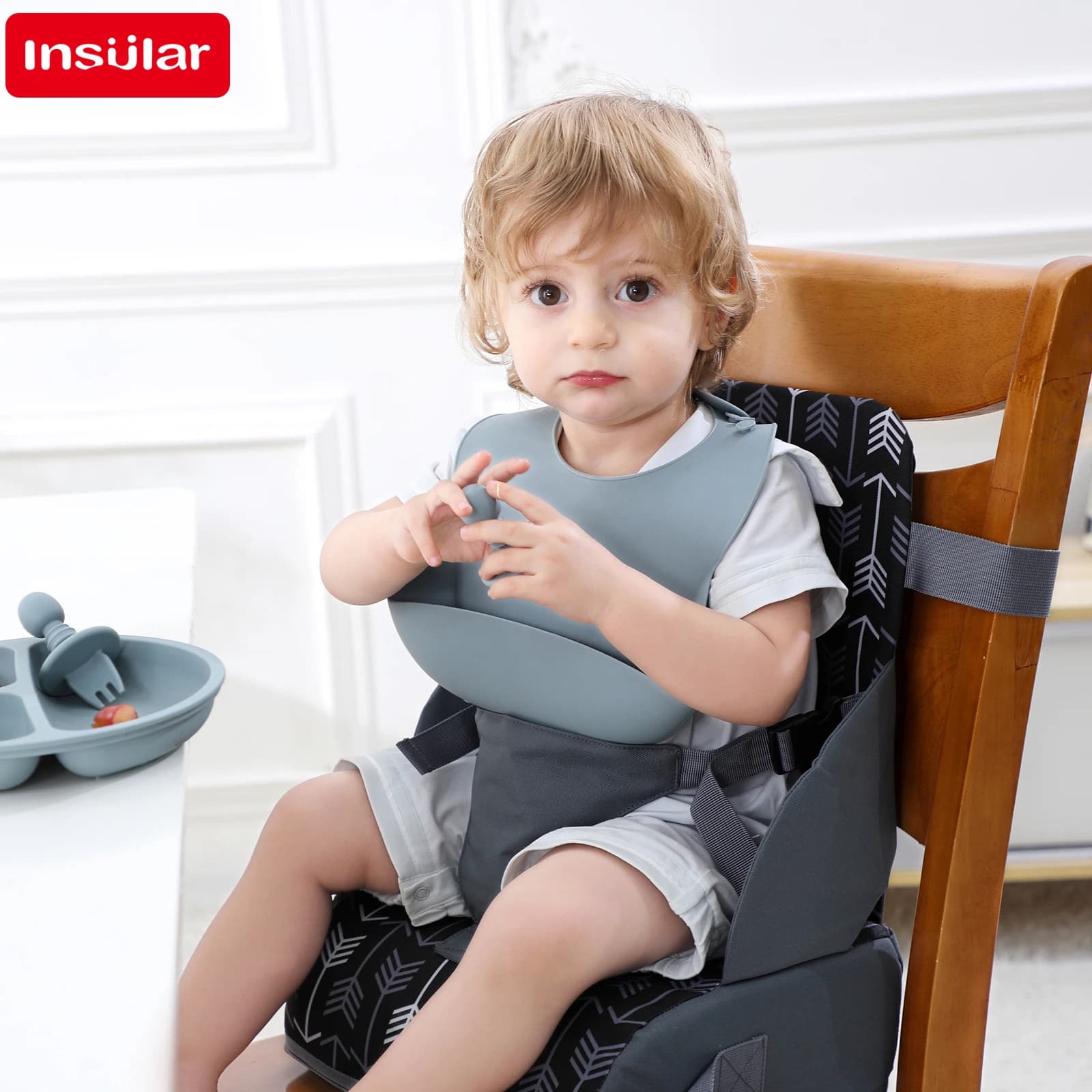 New Children's Printed Seat Foldable Anti-slip Portable Bearing High Dining Chair for Kids High Bearing Travel Supplies for Kids