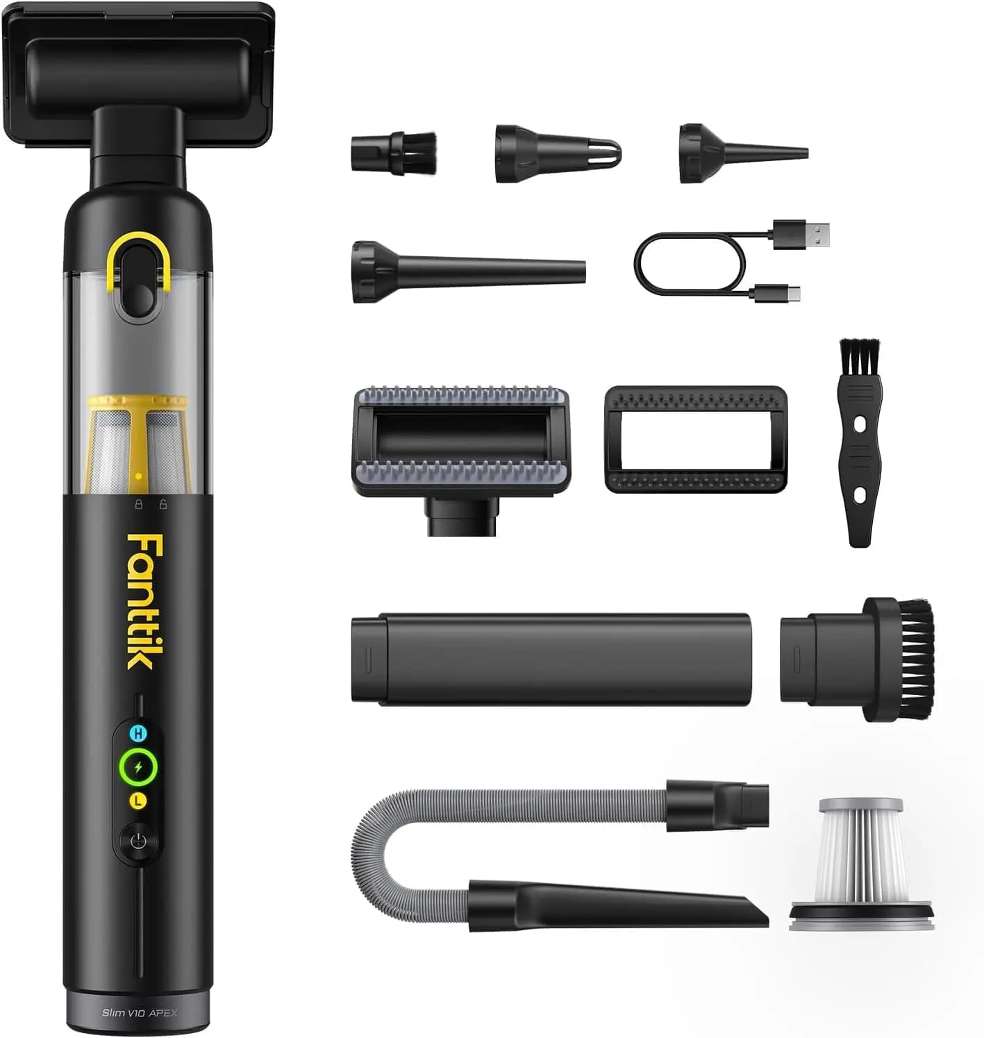 4-in-1 Cordless Handheld Vacuum, 19kPa Suction, Smart Display, Lightweight Portable Car Vacuum Cleaner for Car, Office, Home (Black)
