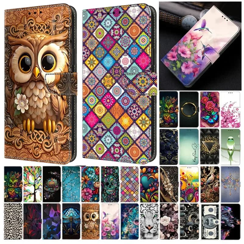 Custodia per telefono per Google Pixel 9 Pro XL Etui per Google Pixel 8a 7a 9Pro Custodia a portafoglio in pelle con motivo dipinto 3D Proteggi Funda