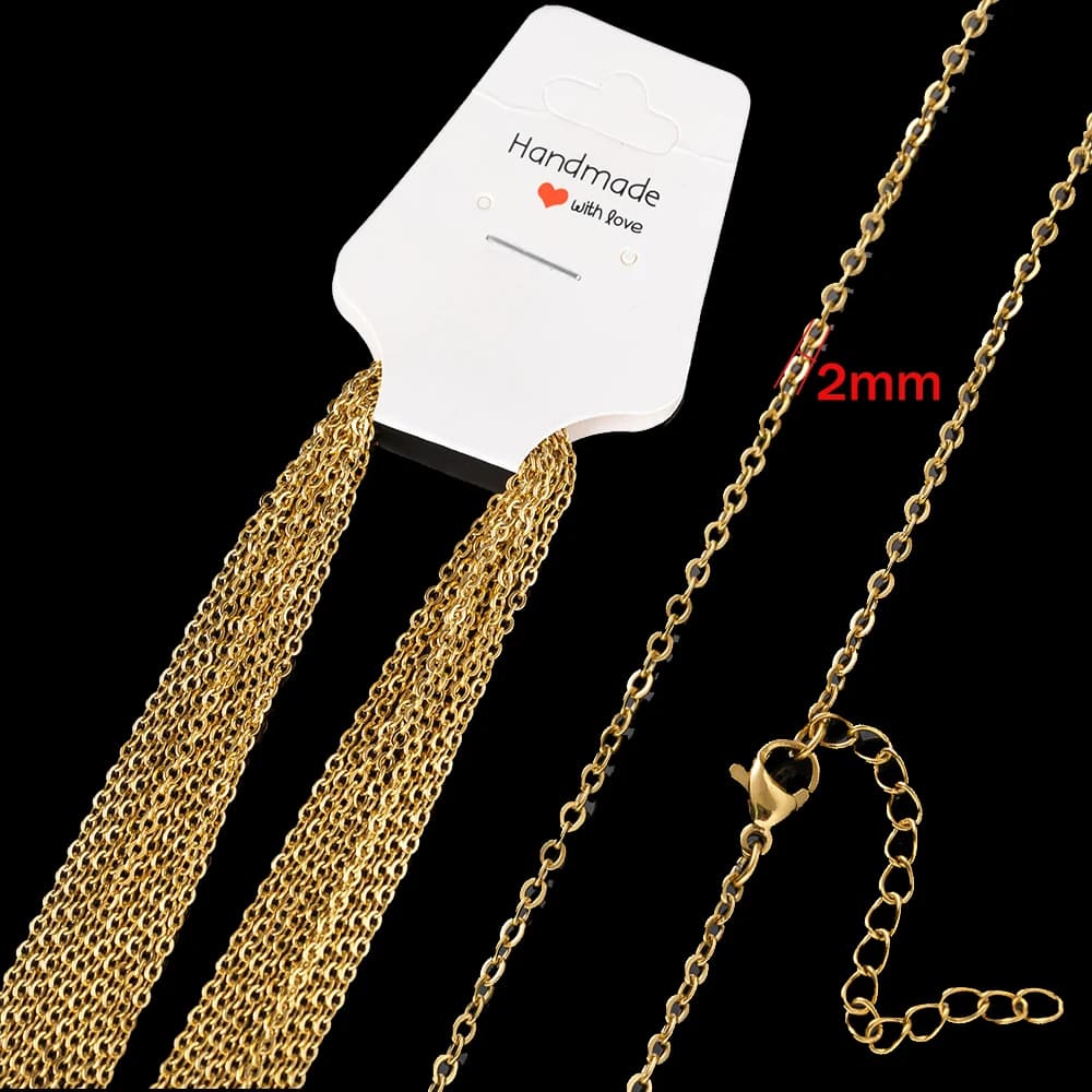 10pcs 45+5cm Gold Plated Stainless Steel Link Chain Necklace with Lobster Clasp for Women DIY Fashion Jewelry Making Accessories