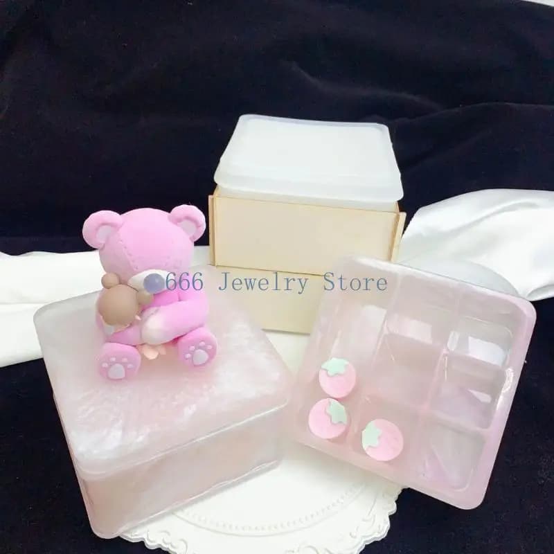 F2TD Lipstick Storage Box DIY Handmade Silicone Mold for Crystal Epoxy Resin Molds Stackable Jewelry Box Pigment Bottle Mould