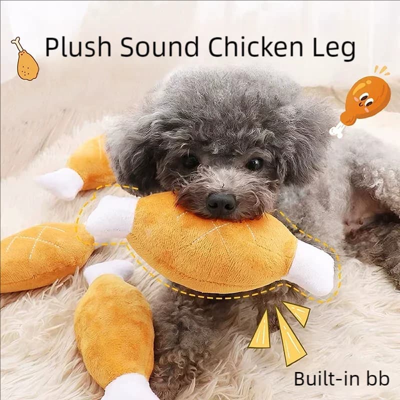 Giocattoli per cani con gamba di pollo stridulo Peluche resistente ai morsi Giocattolo interattivo per la cura dei denti molari per cuccioli di cani adulti Forniture per addestramento degli animali domestici