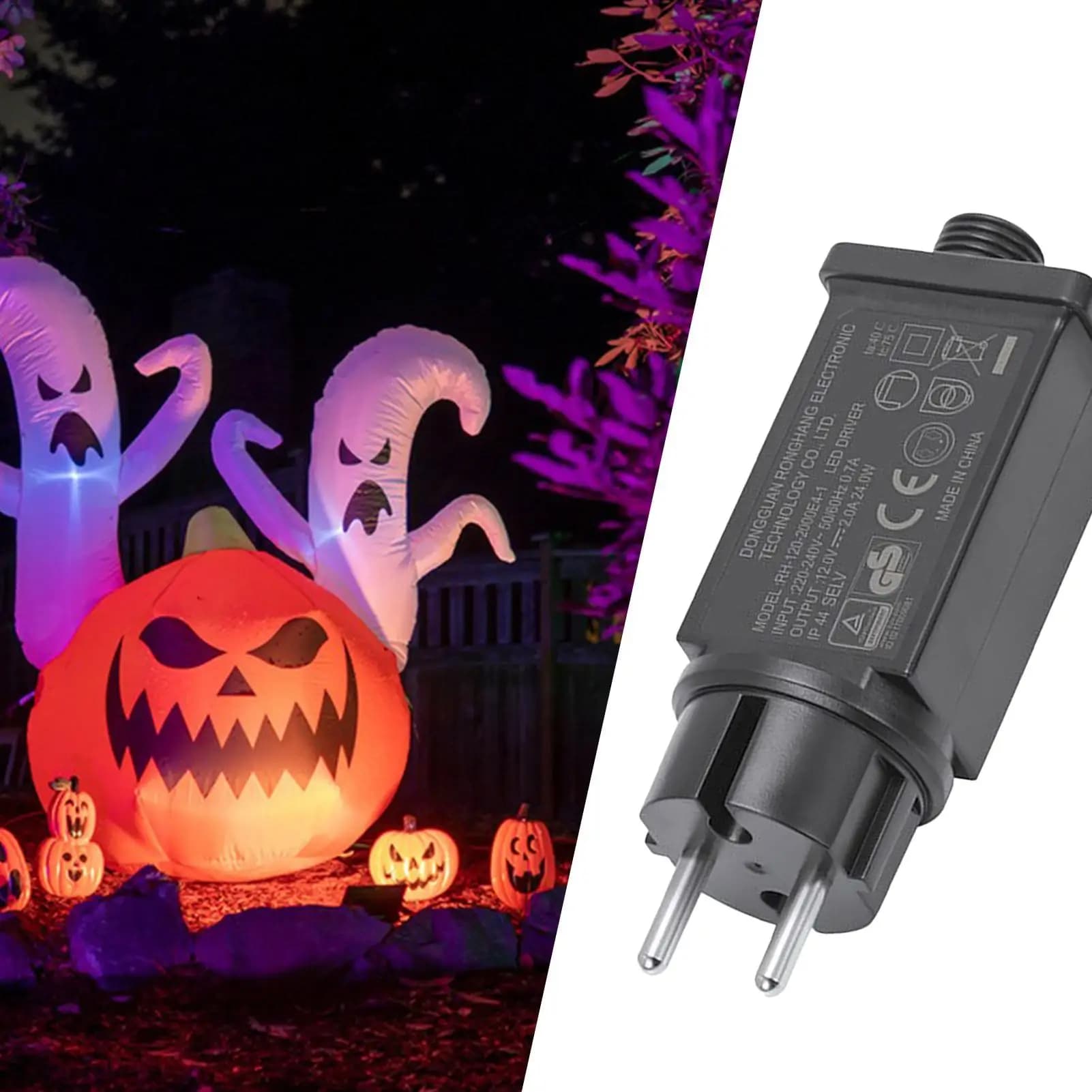 Adattatore di alimentazione per luce a LED con spina europea IP44 Trasformatore adattatore di alimentazione per lucine impermeabili per gonfiabili da giardino esterno