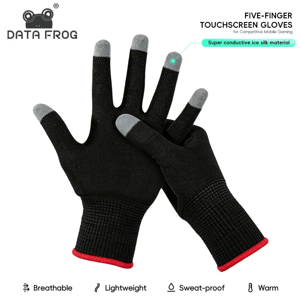 Data Frog Gaming Gloves, Breathable Finger Sleeves Compatible with PlayStation 5 Dualsense Controller & Mobile Touch Screen
