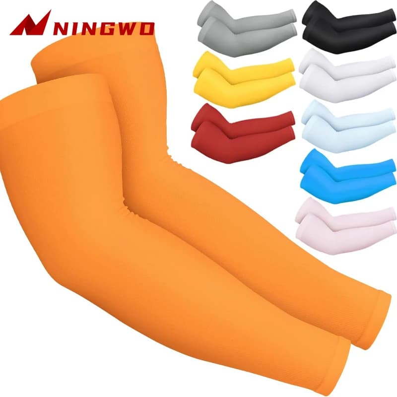 Manicotti a compressione con protezione solare UV da 2 pezzi per uomo e donna, manicotti sportivi rinfrescanti per calcio, golf, pallavolo