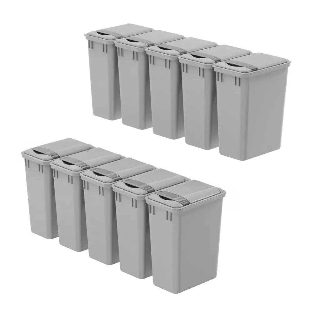 Cestino per Rifiuti in Plastica Quadrato Grigio da 35 Qt con Coperchio, Impilabile, Adatto Sotto Lavello o Scrivania, per Ufficio, Cucina, Bagno o Giardino, 8,75 Galloni