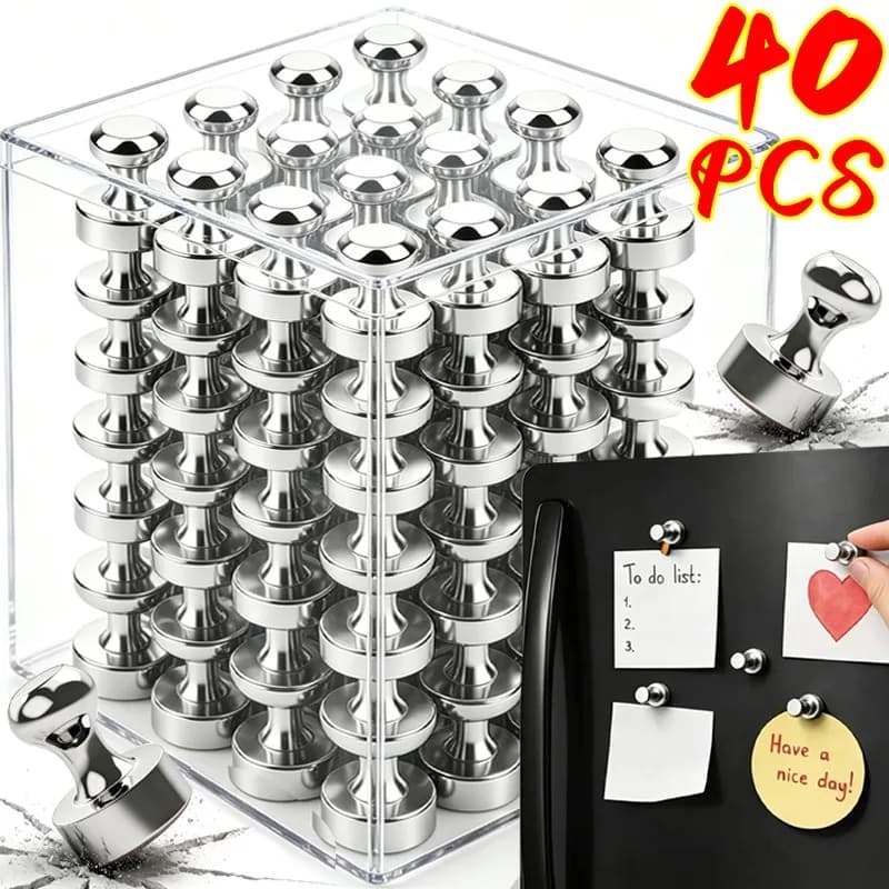 40/2 Pezzi Perni Magnetici per Frigorifero, Puntine da Ufficio e Scuola, Ganci Magnetici per Casa e Cucina, Accessori a Ventosa