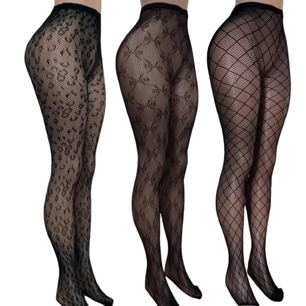 Collant intero nero in rete traforata, intimo sexy, calze porno.