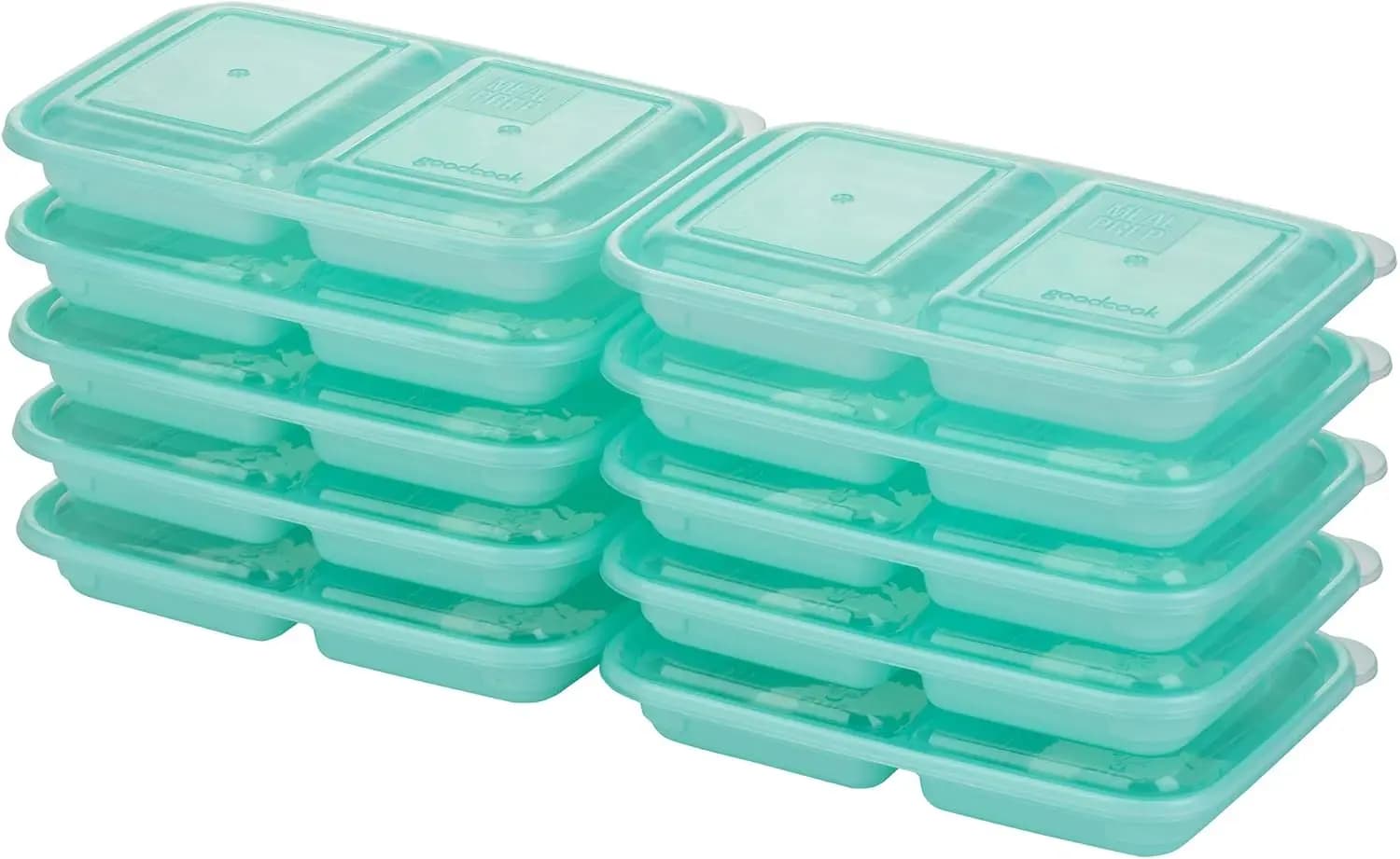 Confezione da 10 Contenitori per Snack con Coperchi, 2 Scomparti, per Preparazione Pasti, Senza BPA, Blu
