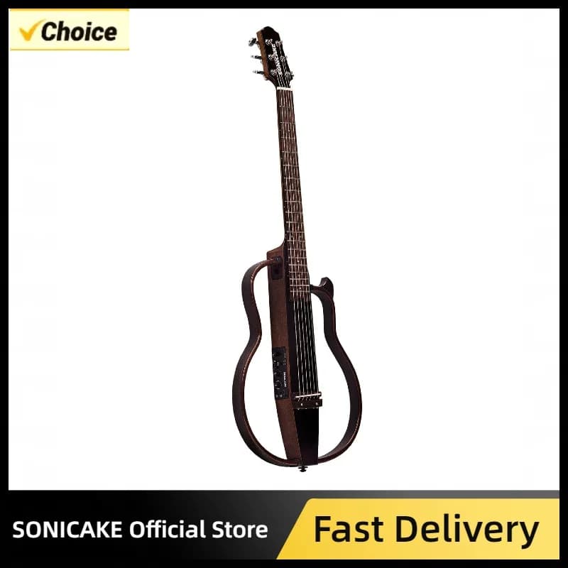 SONICAKE QGT-01 Chitarra elettrica acustica silenziosa Viaggio Chitarra portatile in legno Preamplificatore digitale avanzato