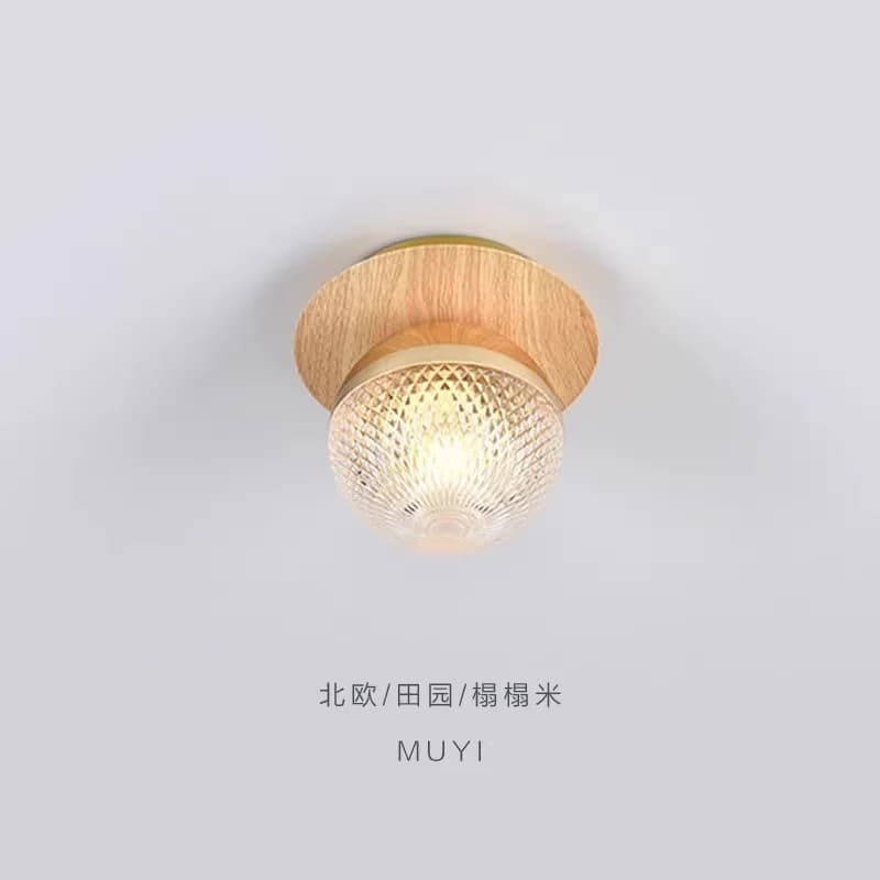 Lampade da corridoio creative con sfere di venature del legno Plafoniera di lusso in vetro Nuova luce semplice per corridoio del balcone dell'ingresso