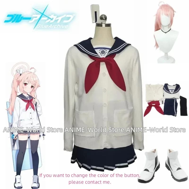 Gioco Blu Archivio Yutori Natsu Costume Cosplay Uniforme scolastica giapponese Jk Abito Cappotto Camicia Gonne Scarpe parrucca su misura
